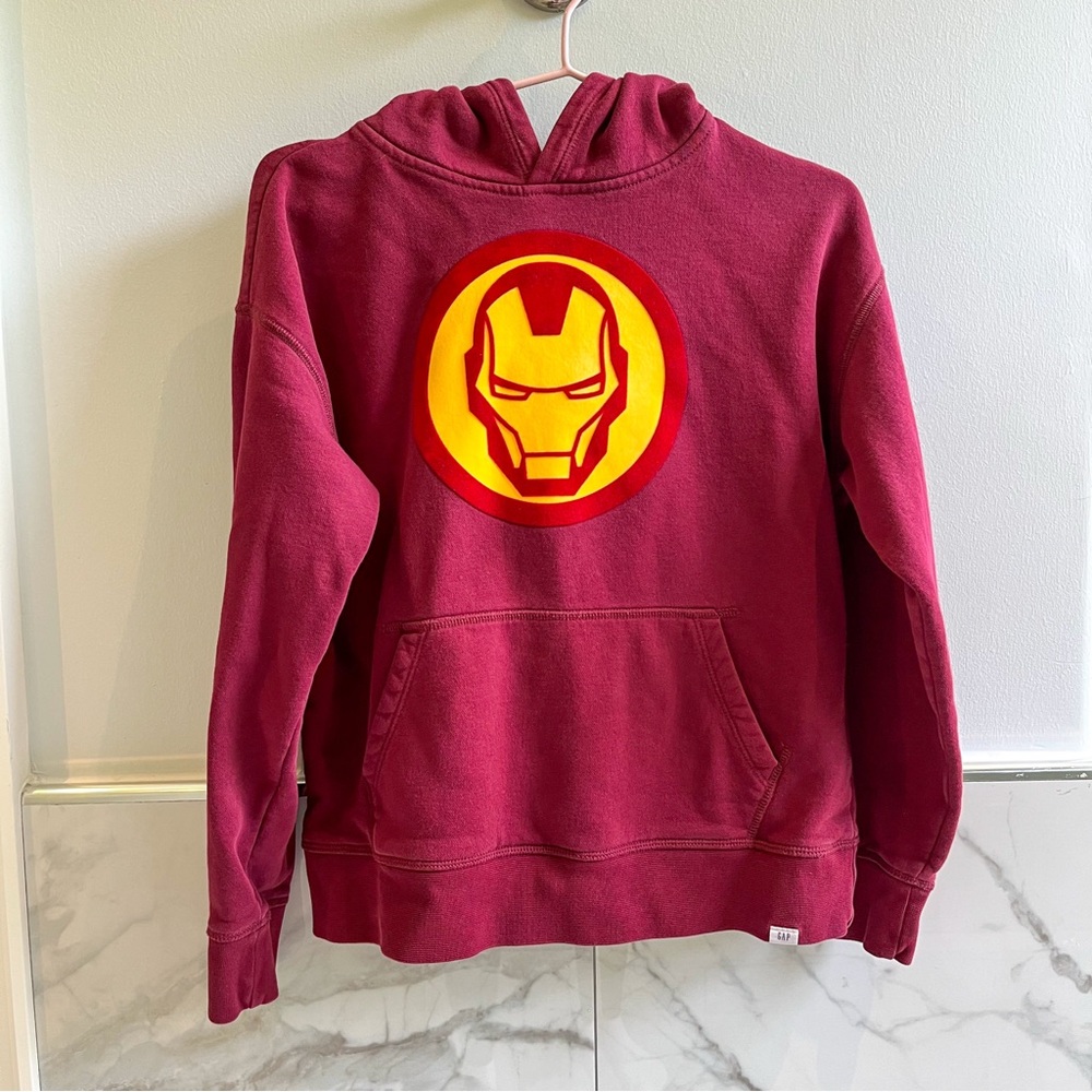 GAP Kids Maroon Iron Man Hoodie.  Like New.  Zero Flaws.
